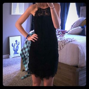 Free People Black Lace dress with open Lace back